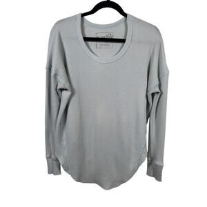 Free People We The Free Thermal Top Womens Small Light Blue Waffle Knit Pullover